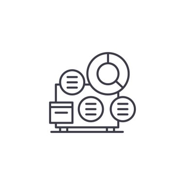 Veri görselleştirme doğrusal simgesi kavramı. Veri görselleştirme çizgi vektör işaret, sembol, şekil.