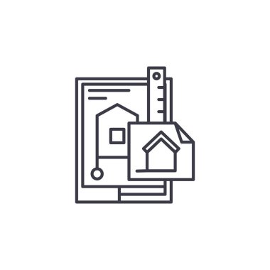 Bina doğrusal simgesi konsept tasarımı. Bina hattı tasarımını vektör işaret, sembol, şekil.