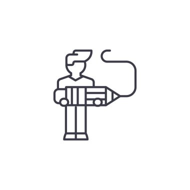 Tasarımcı Illustrator doğrusal simgesi kavramı. Tasarımcı Illustrator satır vektör işaret, sembol, şekil.