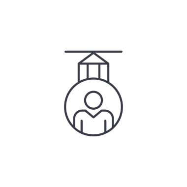 Tasarımcı doğrusal simgesi kavramı. Tasarımcı çizgi vektör işaret, sembol, illüstrasyon.