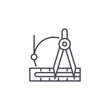 Çizim aletleri doğrusal simgesi kavramı. Çizim aletleri satır vektör işaret, sembol, illüstrasyon.