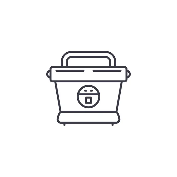 Concepto de icono lineal de bolsa más fresca. Cooler bolso línea vector signo, símbolo, ilustración . — Vector de stock