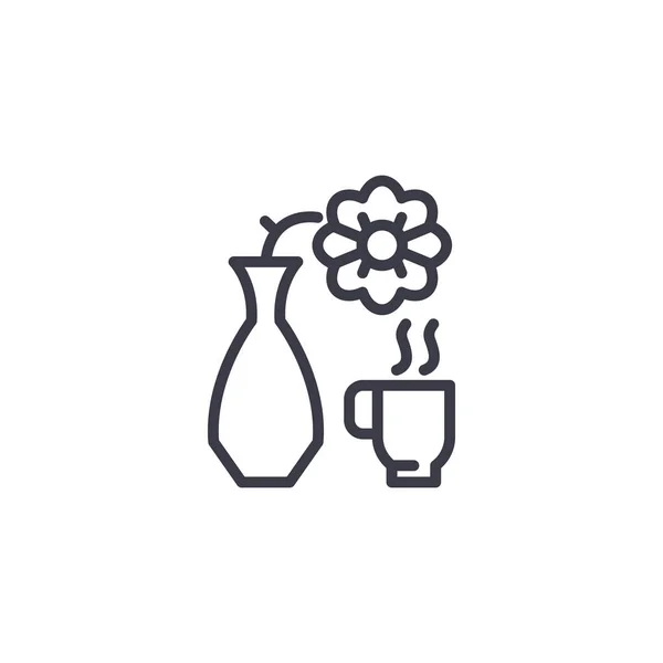 杯咖啡线形图标概念。杯咖啡线矢量符号, 符号, 插图. — 图库矢量图片