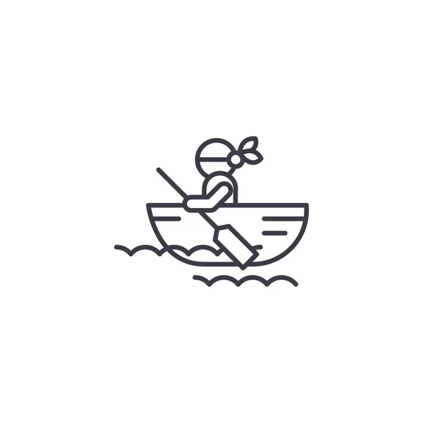 Conceito de ícone linear Dinghy. Sinal de vetor de linha de bote, símbolo, ilustração . — Vetor de Stock