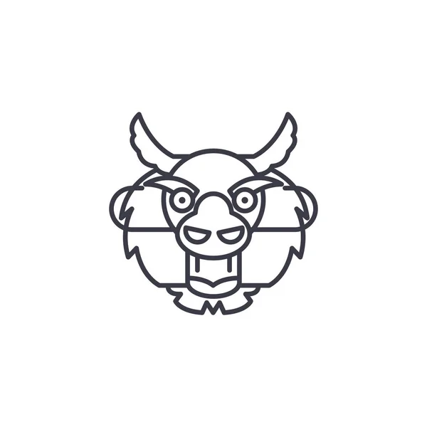 Dragon head linear icon concept. Dragon head line vector sign, symbol, illustration. — Stock Vector
