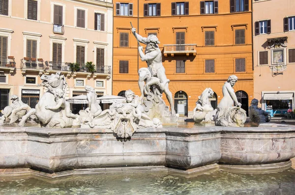 Fontes e Estátuas da Piazza Navona em Roma Itália — Fotografia de Stock