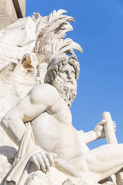 Fontanny i posągi Piazza Navona w Rzymie — Zdjęcie stockowe