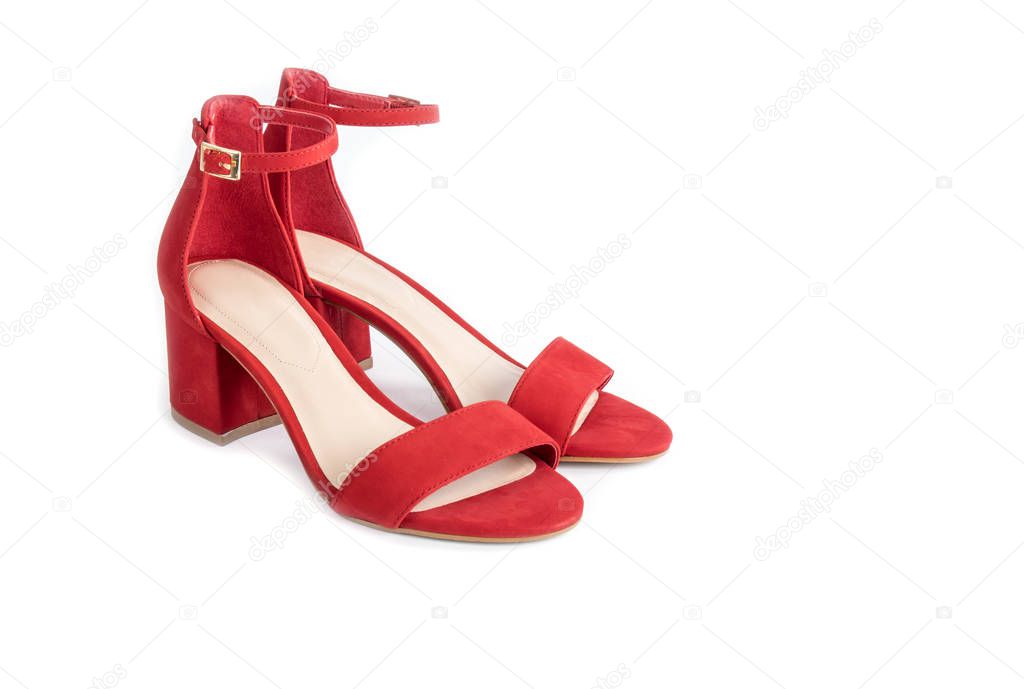 Women's Red Suede Leather Sandals