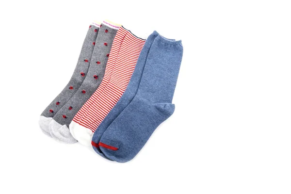 Vrouwen geassorteerde sokken in diverse uitvoeringen, geïsoleerd — Stockfoto
