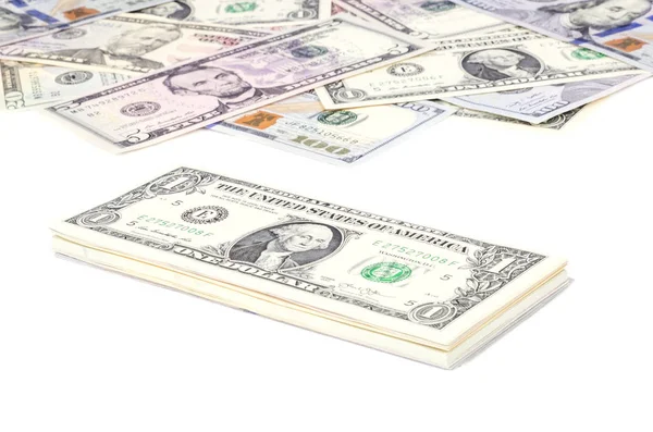 US Dollar Bills of Various Denomination — Stock Photo, Image