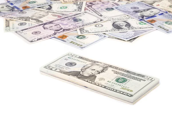 US Dollar Bills of Various Denomination — Stock Photo, Image