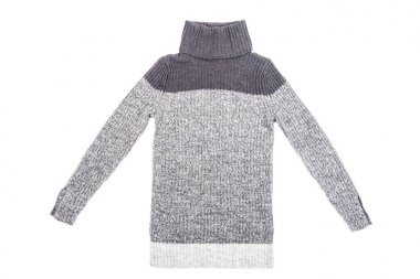 Beyaz izole kadın yün balıkçı yaka kazak