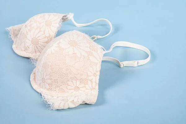 Soutien Gorge Dentelle Rose Clair Avec Motif Floral Sur Fond — Photo