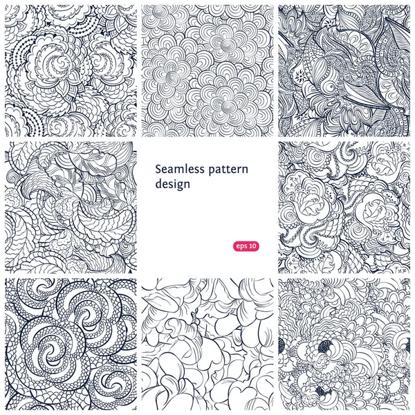 Floral seamless vintage pattern set. — Stock Vector