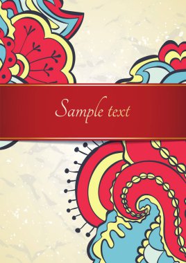 Doğu tarzı çiçek süs kartı.