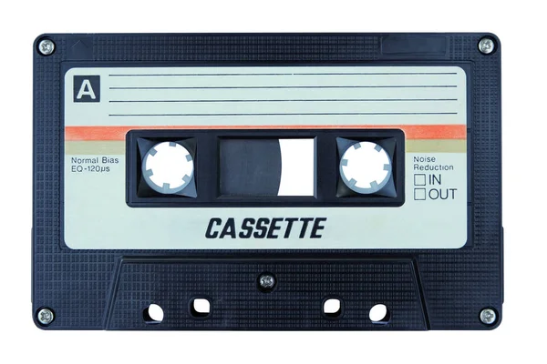 Fermer Cassette Audio Vintage Ancienne Isolée Sur Fond Blanc — Photo