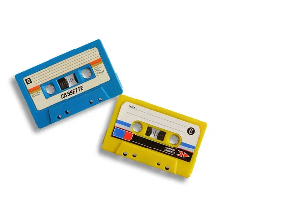 Old Colorful Cassette Tape Isolated White Background Leave Blank Space — Stock Photo, Image