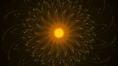 Altın parçacık hareket koyu arka plan üzerinde