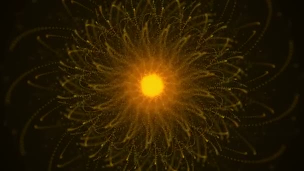 暗い背景上の黄金の粒子運動 — ストック動画