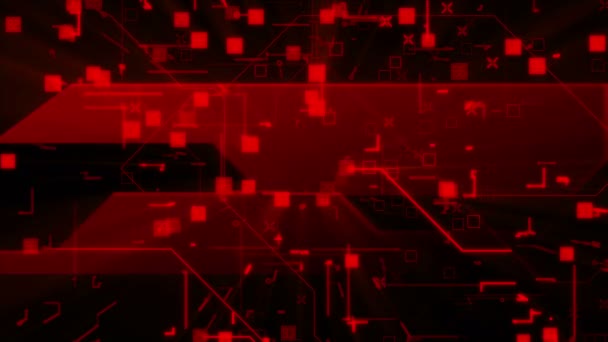 Červené Techno Binární Animace Pozadí — Stock video