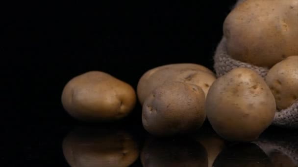Aardappelgroente Geïsoleerd Zwarte Achtergrond Video — Stockvideo