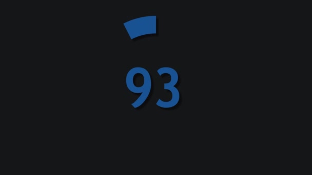 4K蓝色圆形图的动画 它计数并显示百分比 用Alpha通道计数动画 — 图库视频影像