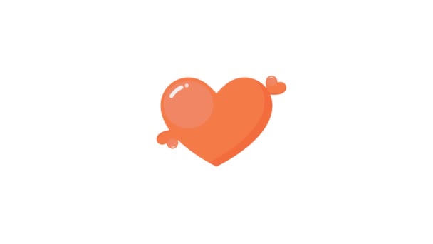 icône de coeur à partir de laquelle les étoiles et les cercles apparaissent. Animation en boucle transparente 4K. Coeur orange avec Canal Alpha 