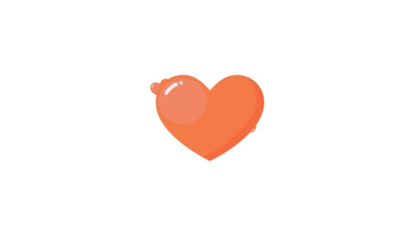 恒星和圆环出现的心脏图标 4K无缝循环动画 有阿尔法通道的橙色心脏 — 图库视频影像