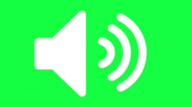 Yeşil Ekrandaki Ses Simgesi (Chroma Key) Arka plan. Audio Technology, Music ve Sound 'un izole edilmiş sembolü. Sözcü Ses Logosunun 4k Vektör Canlandırması.