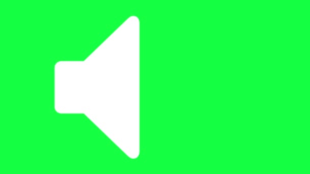 緑色の画面上の音のアイコン クロマキー オーディオ技術 およびサウンドの独立したシンボル 4Kスピーカーボリュームロゴベクトルアニメーション — ストック動画