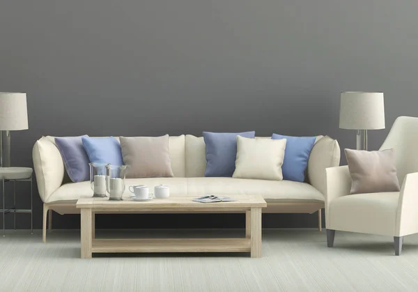 Sala de estar com sofá e poltrona — Fotografia de Stock