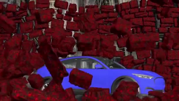 Автомобіль Розбиває Кам Яну Стіну Автомобіль Кам Яні Стіни Розбиває — стокове відео