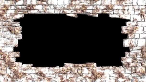 Wall Explosion Destruction Stone Wall Stone Wall Collapse Wall Breaking — Stock Video