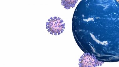 Coronavirus Covid-19 Dünya 'nın etrafında döner. Üç boyutlu animasyon. Size, ailenize ve arkadaşlarınıza sağlık ve iyimserlik diliyorum! Teşekkür ederim. Kendine çok iyi bak. Lütfen, Fiverr.com hesabımdan başka videolar isteyin: fiverr.com / opreston