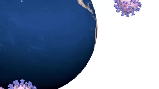 Коронавирус Ковид Вращается Вокруг Земли Анимация Желаю Вашей Семье Вашим — стоковое видео