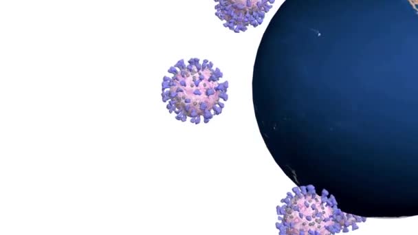Coronavirus Covid Draait Aarde Animatie Wens Familie Vrienden Een Goede — Stockvideo