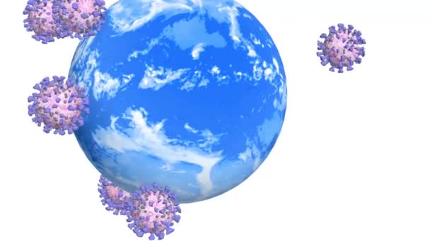 Coronavirus Covid Kretsar Runt Jorden Animering Jag Önskar Dig Och — Stockvideo
