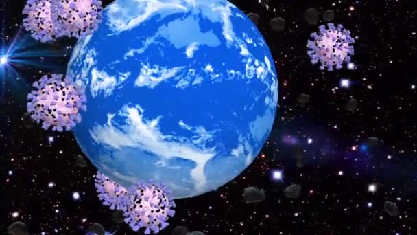 Coronavirus Covid Draait Aarde Animatie Wens Familie Vrienden Een Goede — Stockvideo