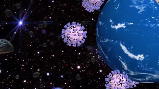 Coronavirus Covid Dünya Nın Etrafında Döner Boyutlu Animasyon Size Ailenize — Stok video