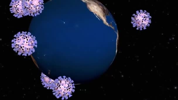 Coronavirus Covid Revolves Earth Animation Wish You Your Family Your — Stock Video