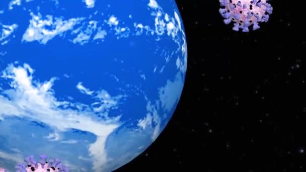Коронавірус Ковід Обертається Навколо Землі Анімація Бажаю Тобі Твоїй Родині — стокове відео