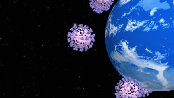 Coronavirus Covid Kreist Die Erde Animation Ich Wünsche Ihnen Und — Stockvideo