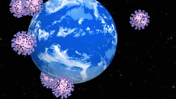 Coronavirus Covid Kiertää Maata Animaatio Toivotan Sinulle Perheellesi Ystävillesi Hyvää — kuvapankkivideo