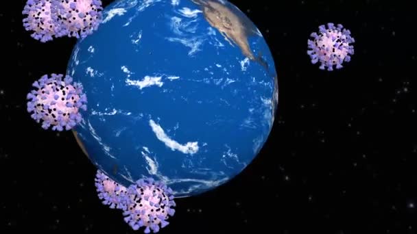 Coronavirus Covid Revolves Earth Animation Wish You Your Family Your — Stock Video