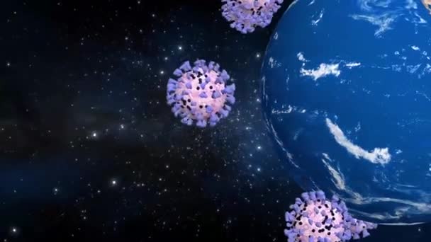 Coronavirus Covid Gira Alrededor Tierra Animación Les Deseo Usted Familia — Vídeos de Stock