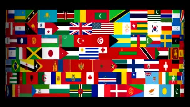 Vlajky Světa Otáčejí Animace Jedinečné Video — Stock video