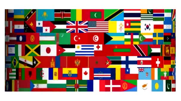 Die Flaggen Der Welt Rotieren Animation Einzigartiges Video — Stockvideo