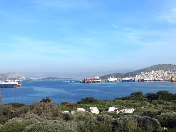Luty 2019 Wyspa Salamis Grecja Cieśnina Pomiędzy Attyką Salamis Gdzie — Zdjęcie stockowe