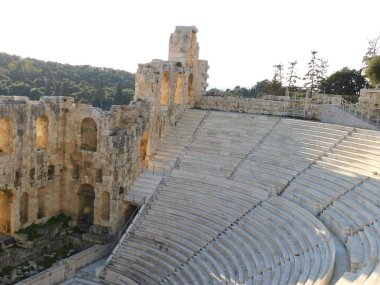 Ocak 2019, Atina, Yunanistan. Herodes Atticus 'un ya da Herodeon' un iç görünümü