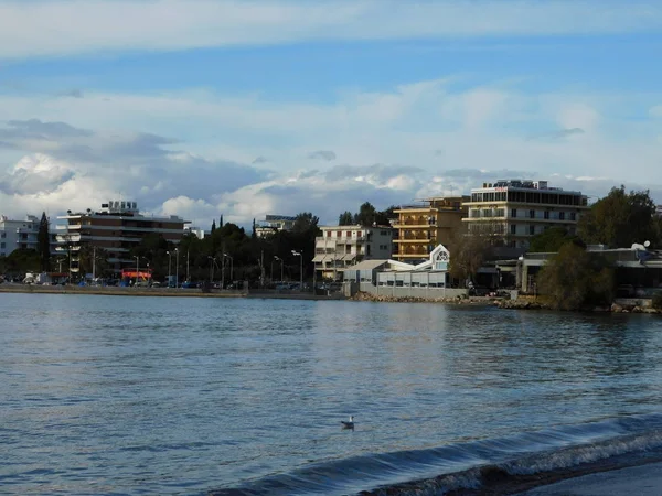 Enero 2019 Atenas Grecia Vista Del Paseo Marítimo Ciudad Glyfada —  Fotos de Stock